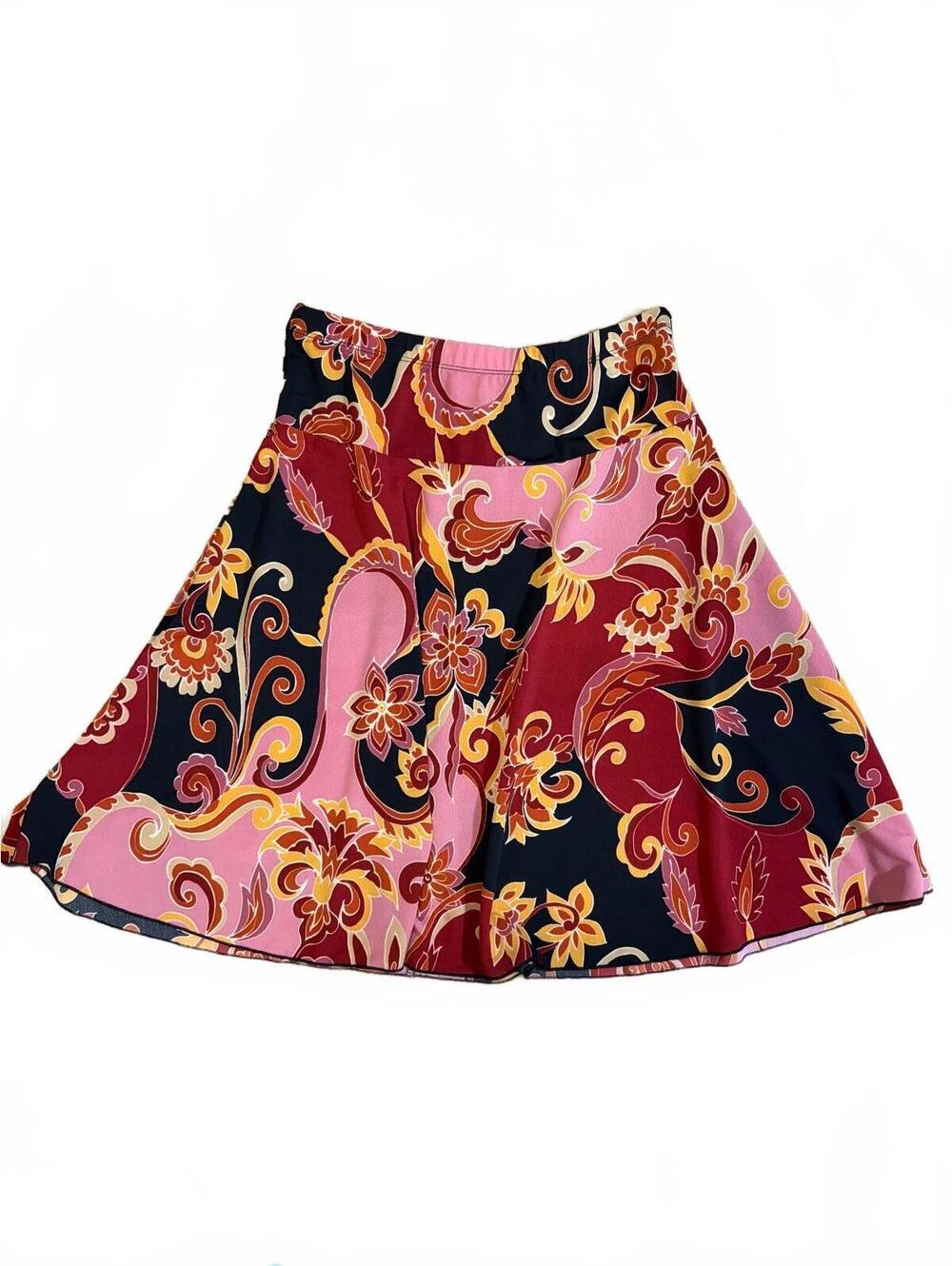 Julie Brown Vintage Y2K Skirt Womens Size S Pink Paisley A-Line Mini